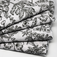Bild in Galerie-Betrachter laden, Zusammengelegter Stoff mit schwarzem botanischem Linienmuster auf weißem Grund, Nahaufnahme der Struktur – stilvolles Naturdesign für Wohntextilien im zeitlosen, ruhigen Look von Fraeulein Matilda.