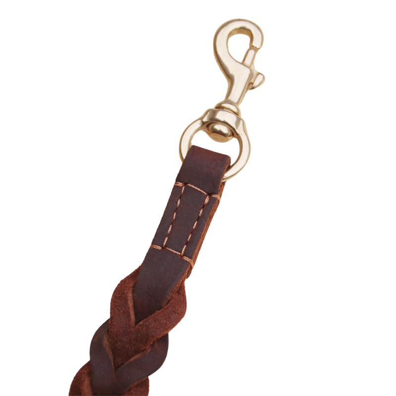 Short braided leather dog leash