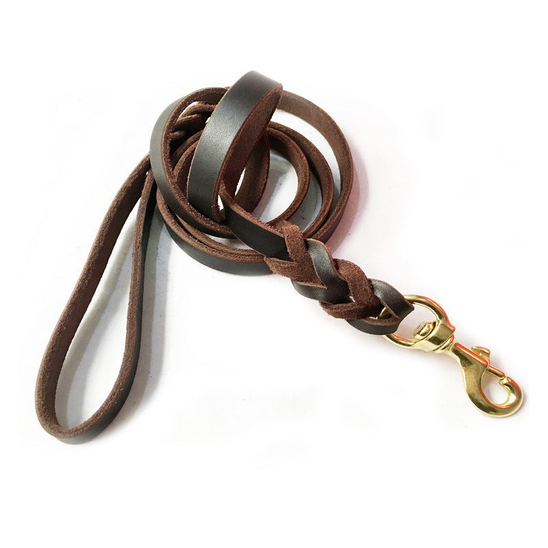 braided leather leash