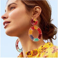 Load image into Gallery viewer, Hollow Dyed Straw Earrings
